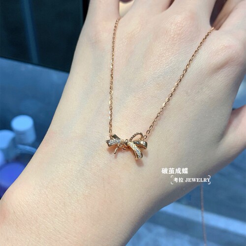 【破茧成蝶】18K.金蝴蝶结项链