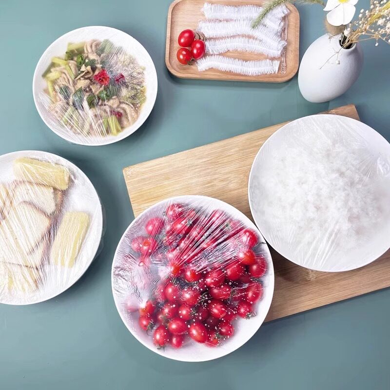 包邮100只一次性保鲜膜保鲜盖套罩食品级密封自封口保鲜袋碗盘罩