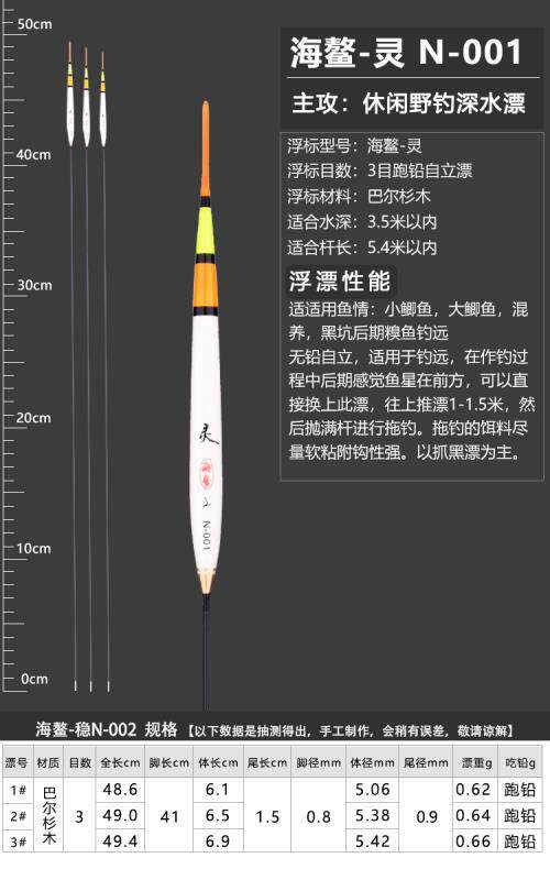 海鳌灵N-001无铅自立浮漂跑铅漂黑坑大物放风筝青鱼鲤鱼正品包邮