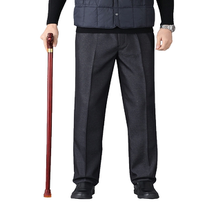 冬季老年人爷爷松紧加绒加厚70岁80岁外穿裤子爸爸装宽松休闲裤男