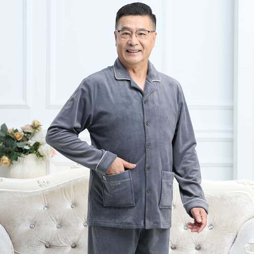 冬天加绒加厚睡衣男双面绒家居服