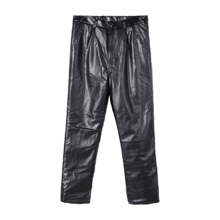 冬天皮裤加绒加厚中年爸爸工作裤子男防水挡风防油休闲裤保暖棉裤