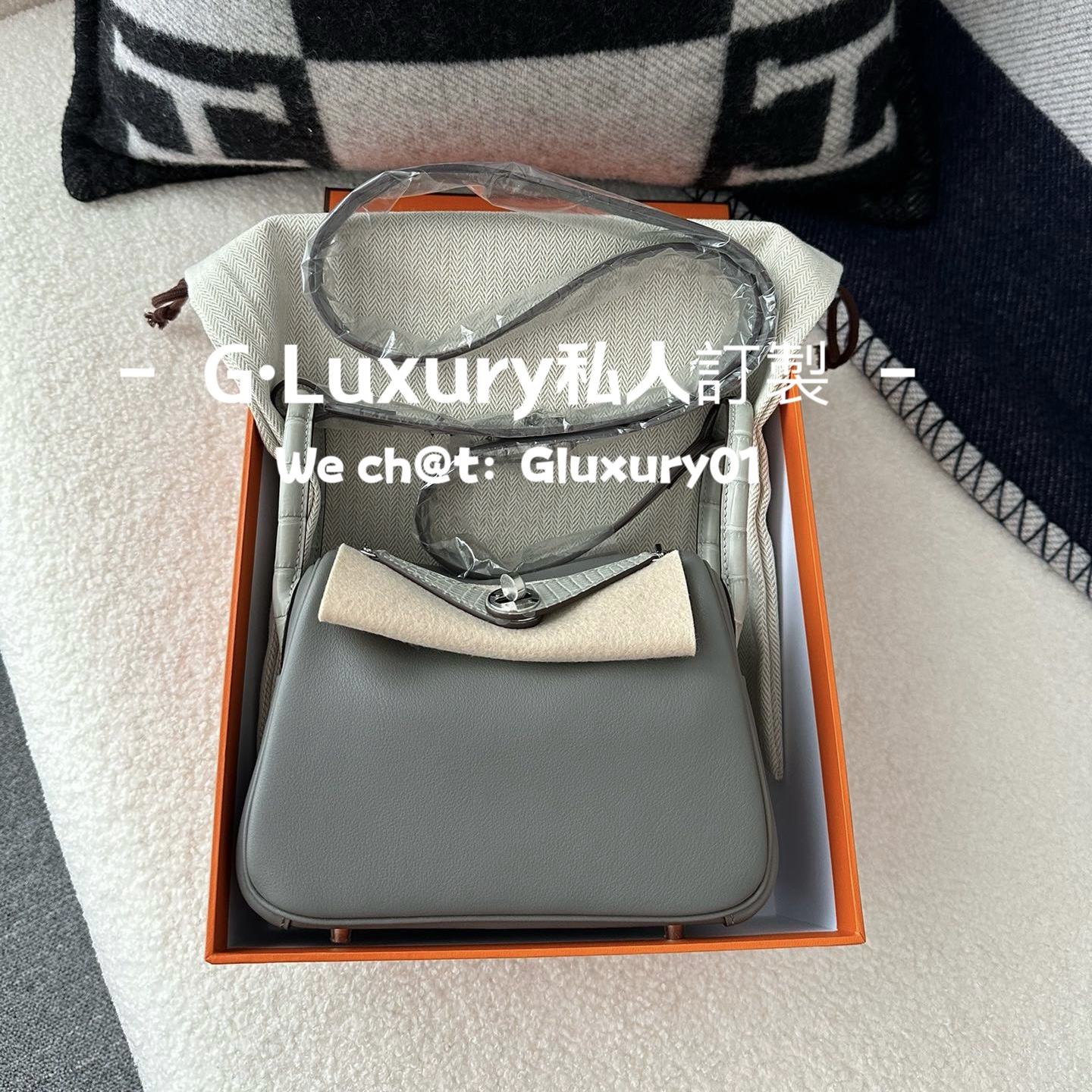 G.Luxury纯手工缝制mini琳迪包Touch 迷你拼雾面鳄鱼皮0L积雨云灰
