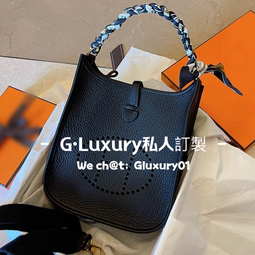 G.Luxury纯手工缝制原厂TC大牛皮mini伊芙琳迷黑色你单肩斜挎女包