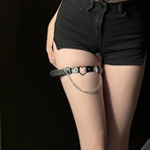 爱心暗黑风朋克jk皮带腿环女性感大腿饰品辣妹绑带腿链子配饰装 饰