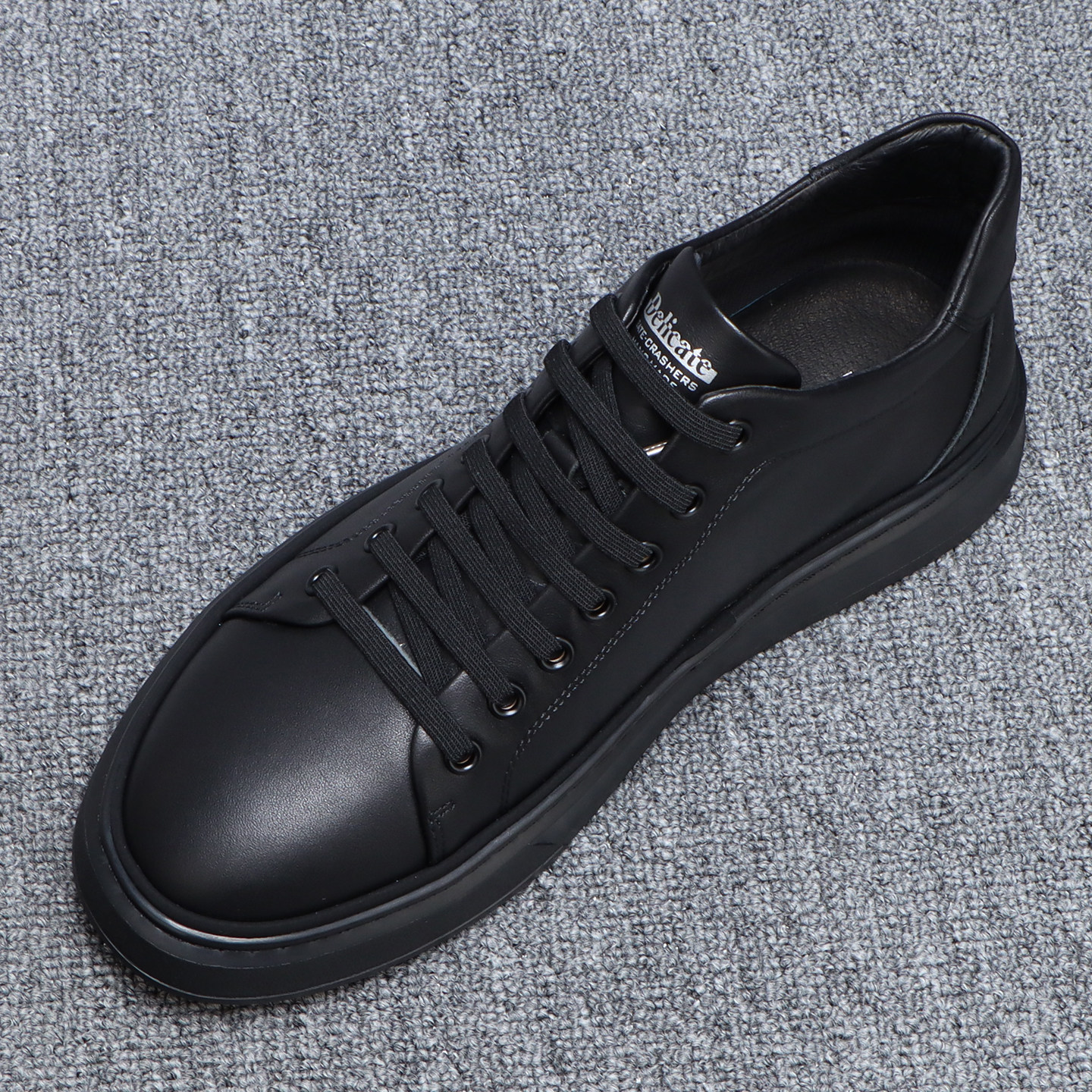 欧洲站男鞋秋季2025新款中帮百搭真皮休闲板鞋男士软底黑色牛皮鞋,流行男鞋,休闲板鞋,淘宝优惠券,粉丝福利购,淘宝优惠卷