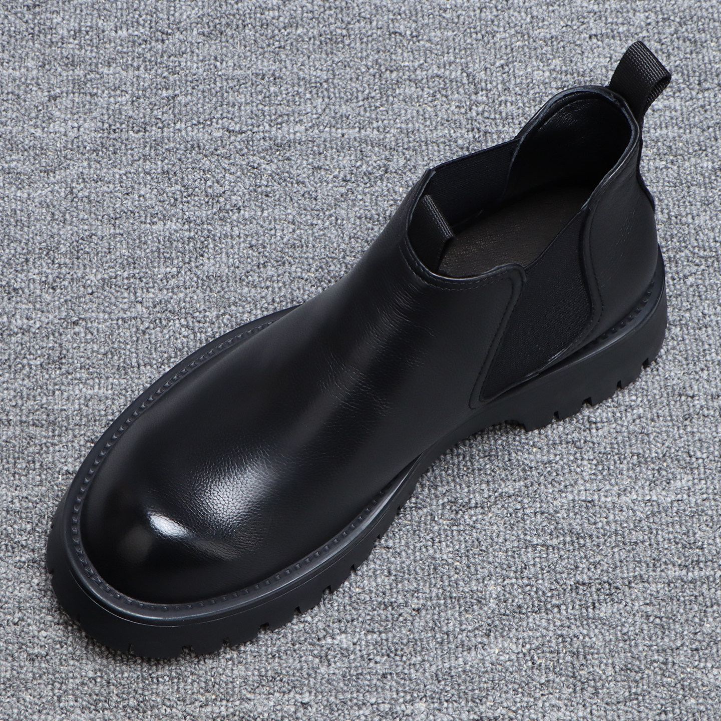 切尔西靴男款厚底增高时尚英伦风短靴2025新款大头休闲高帮皮鞋男