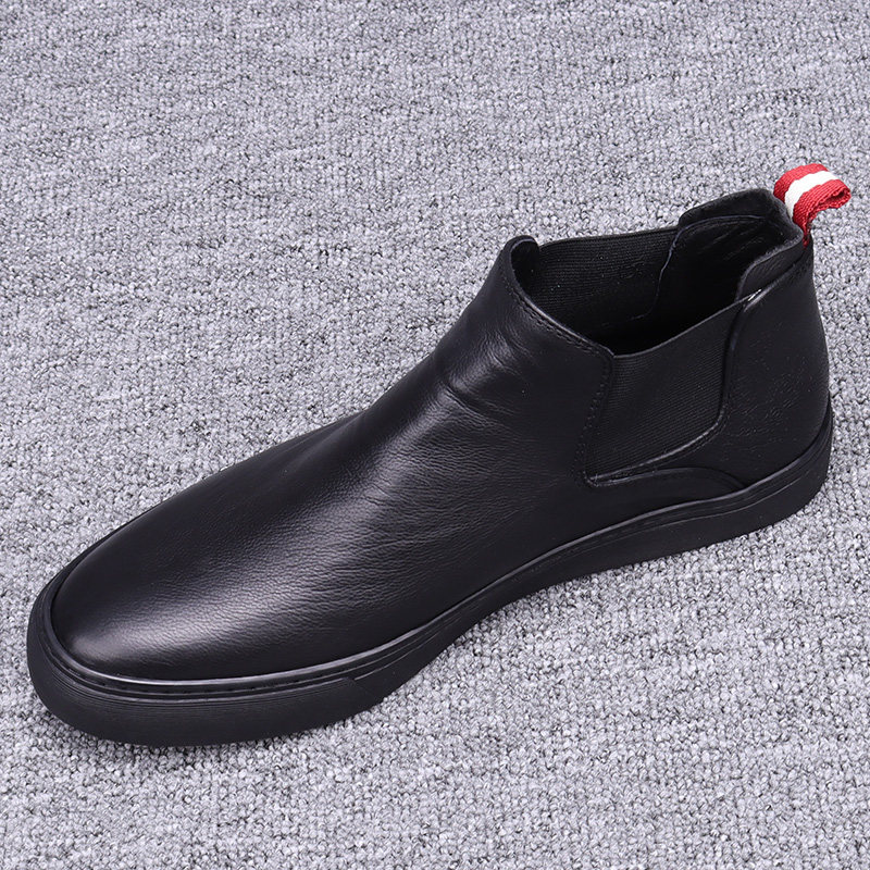 软面高帮皮鞋男真皮休闲