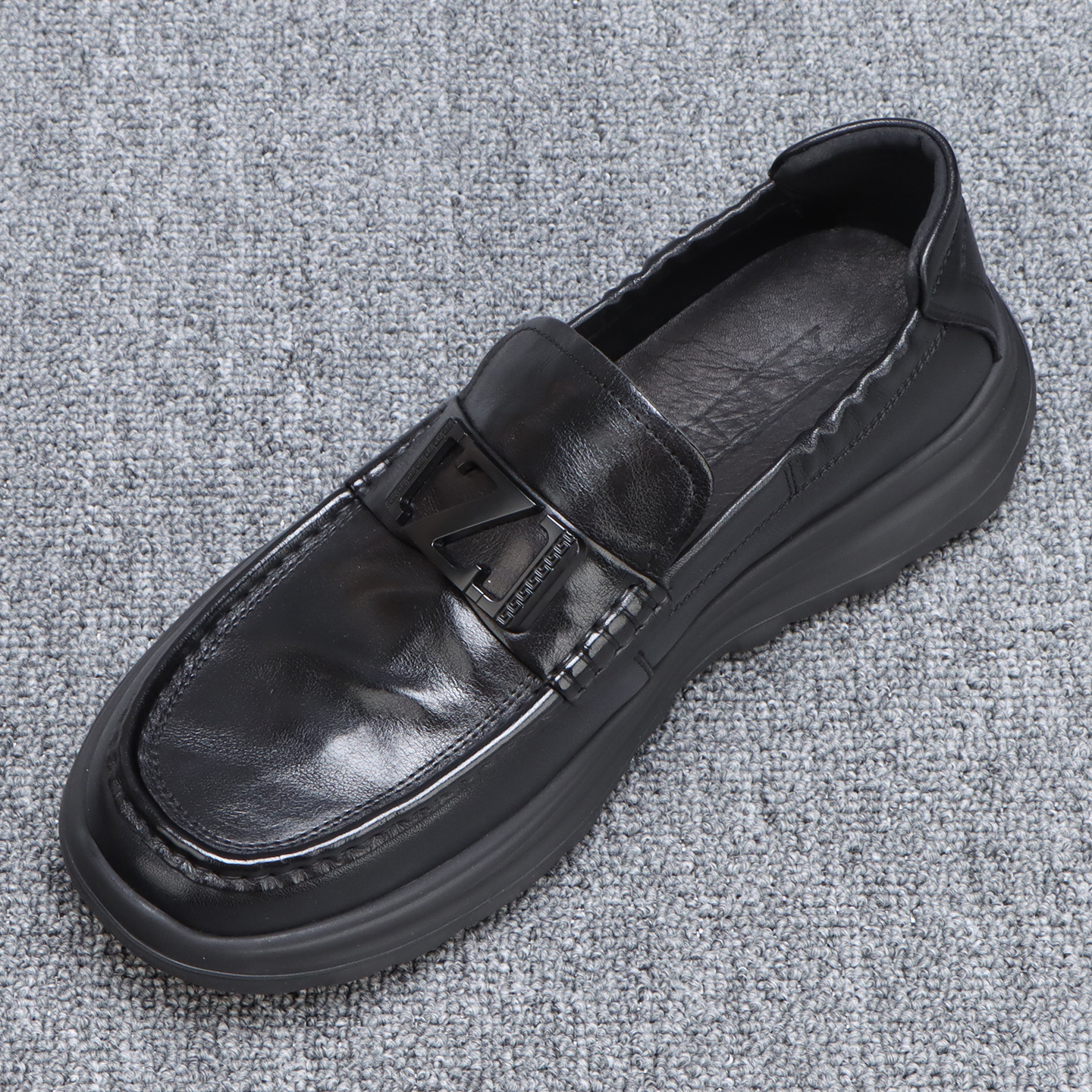 25新款一脚蹬轻便厚底休闲皮鞋男