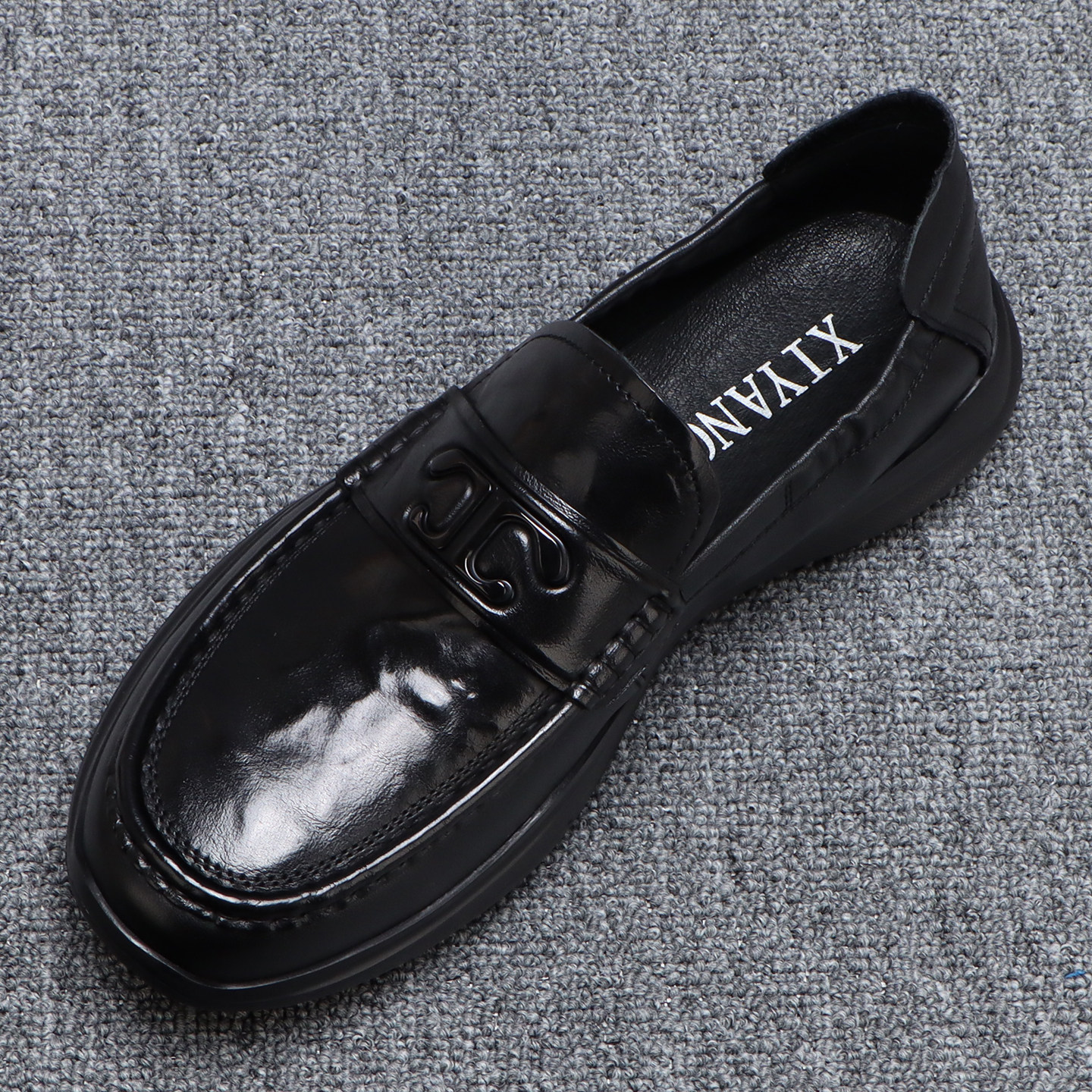 真皮男鞋头层牛皮厚底百搭休闲皮鞋男款2026新款一脚蹬轻便平底鞋