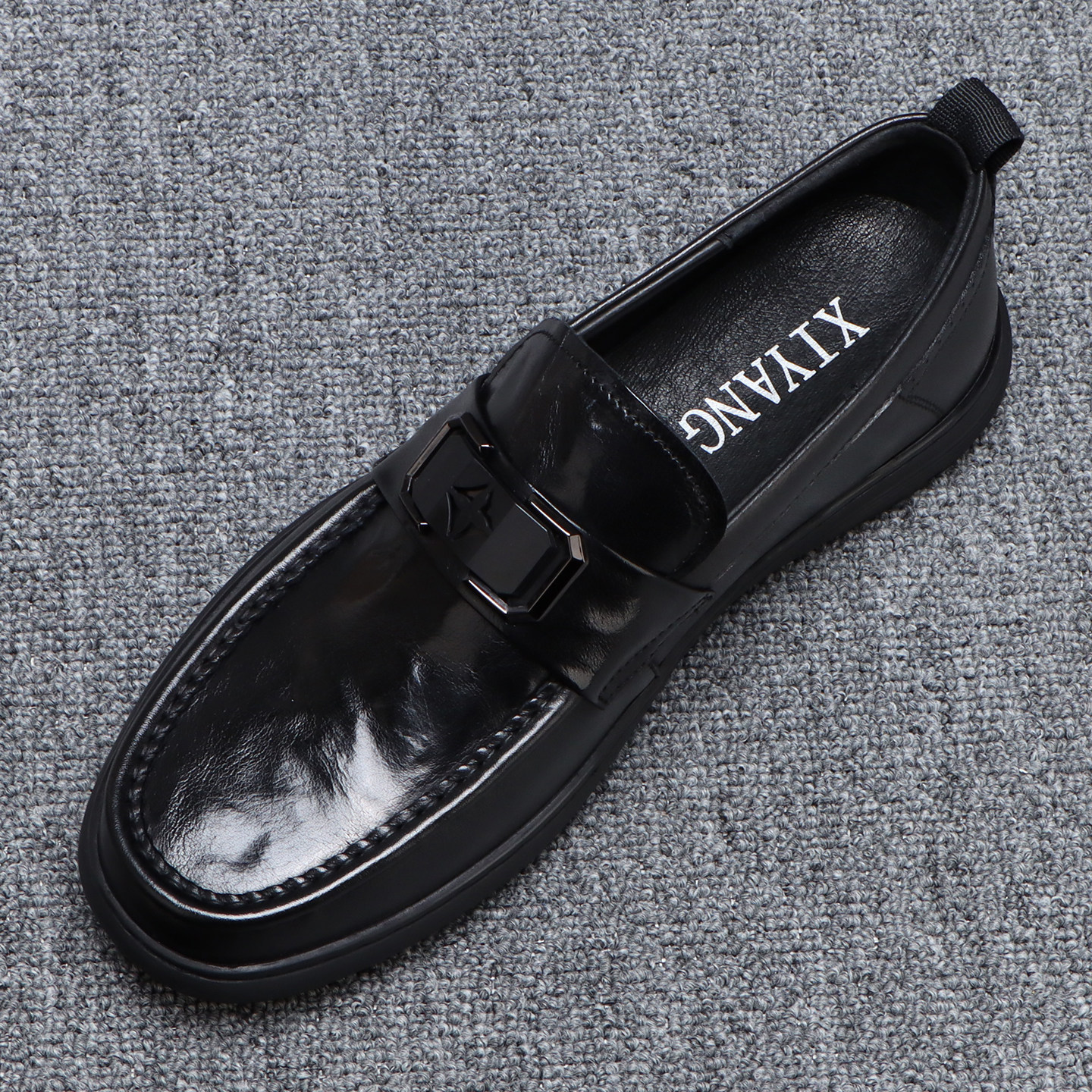 休闲皮鞋男款头层牛皮舒适平底商务爸爸鞋2026新款软底真皮豆豆鞋