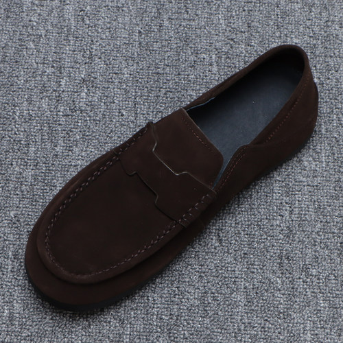 一脚蹬休闲豆豆鞋男透气真皮软底