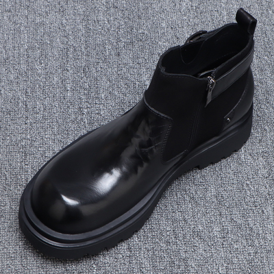 切尔西靴男款增高厚底大头皮鞋