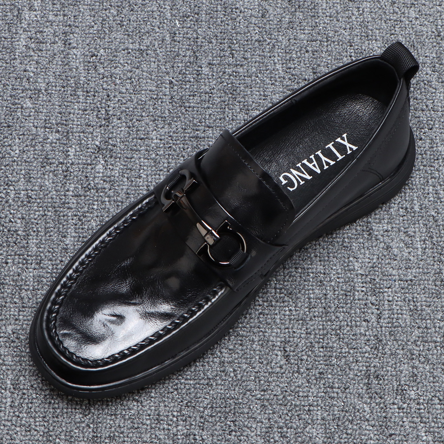 一脚蹬男鞋春季2026新款百搭黑色休闲皮鞋男款头层牛皮真皮平底鞋