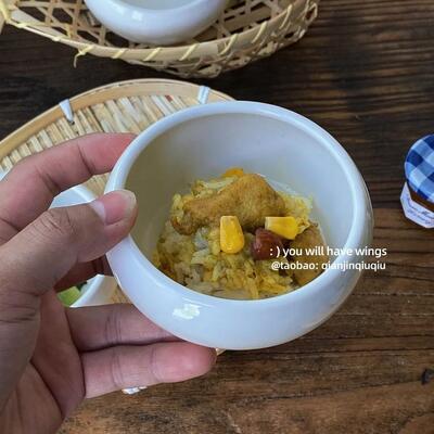 浅瑾秋秋 ins减肥小圆碗节食饮食管理小吃一口陶瓷小饭碗迷你小碗