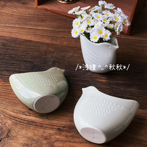 浅瑾秋秋 欧式ins陶瓷创意小鸟花瓶设计款酒店插花桌面摆件笔筒