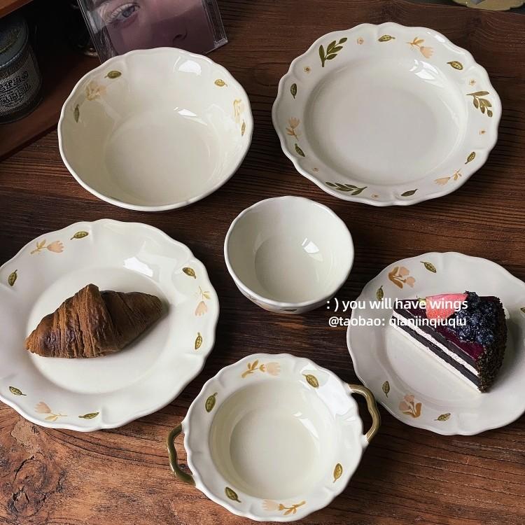 浅瑾秋秋清新洋桔梗陶瓷盘碗