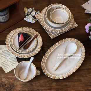 浅瑾秋秋 复古高颜值烟棕系列餐具中古侘寂风高级感餐厅盘碗套餐