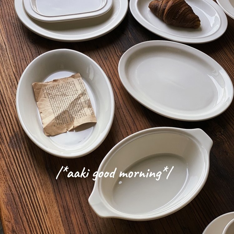 浅瑾秋秋 出口原单简约奶白ins陶瓷餐具西餐盘牛排盘米饭碗意面盘