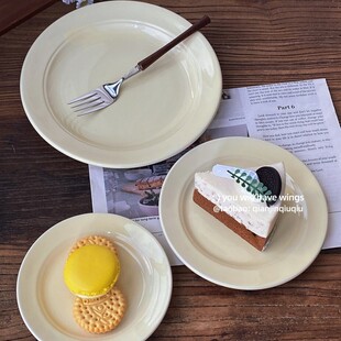 浅瑾秋秋 奶黄ins高颜值陶瓷盘子蛋糕盘奶茶店平盘餐厅小吃盘餐盘