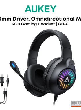 RGB彩灯效Aukey亚马逊外贸库存电竞游戏专用无延时有线头戴式耳机