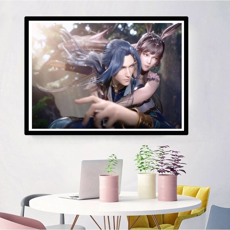 卡通动漫斗罗大陆情侣贴钻画