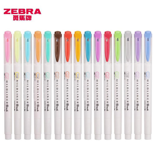 斑马牌软毛笔双头标记笔