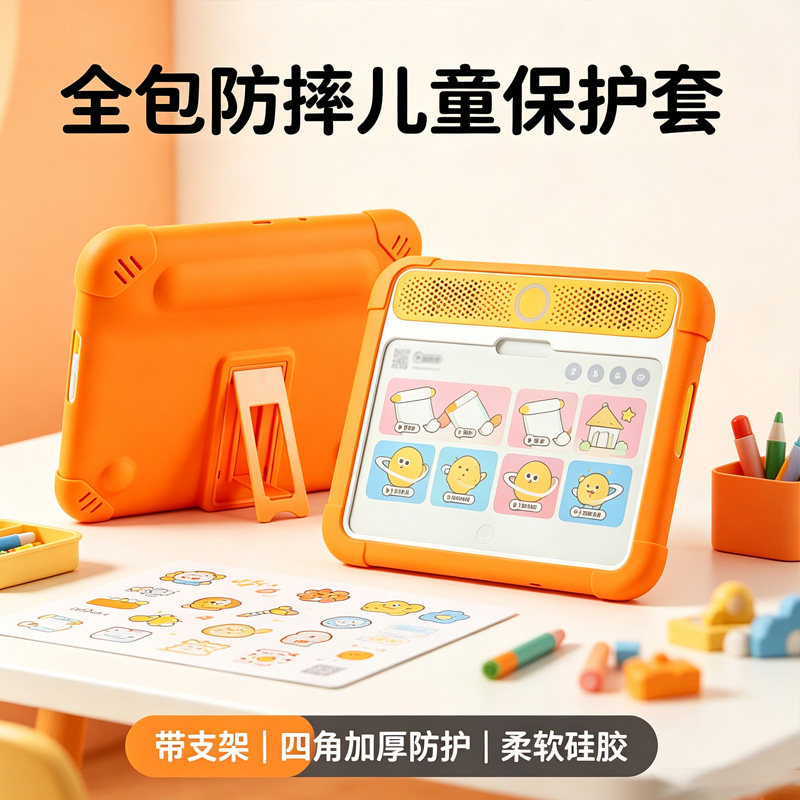 喜门红适用于学而思摩比思维机保护套逻辑语数英全科启蒙儿童AI学习机全包防摔硅胶软套带支架加厚壳2/3代套