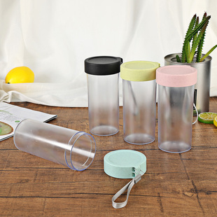 水杯女简约学生透明塑料杯夏季 清新耐高温森系杯子便携热销