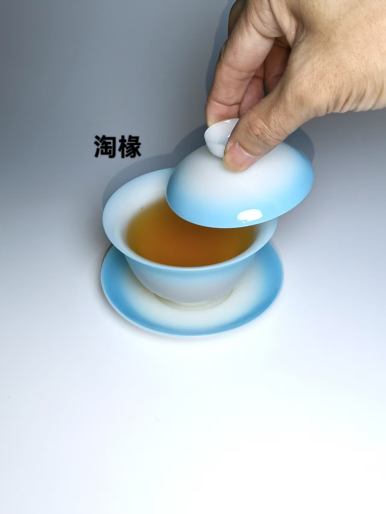 渐变冰种玉瓷三才盖碗高端璞玉陶瓷泡茶碗茶杯家用功夫茶具泡茶杯