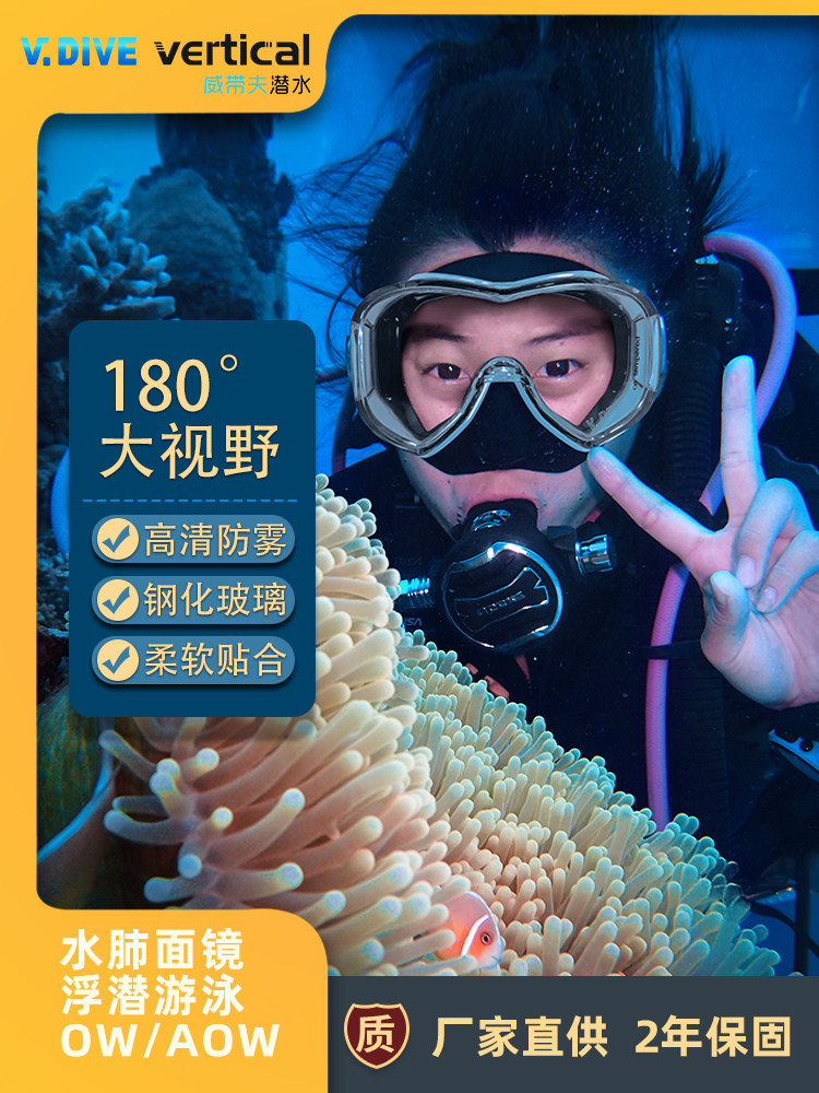 Vdive профессиональная маска для подводного плавания vdive 301 маска для подводного дыхания с защитой от тумана, глубокое погружение, большое поле зрения, маска для плавания с маской и трубкой Изображение 1