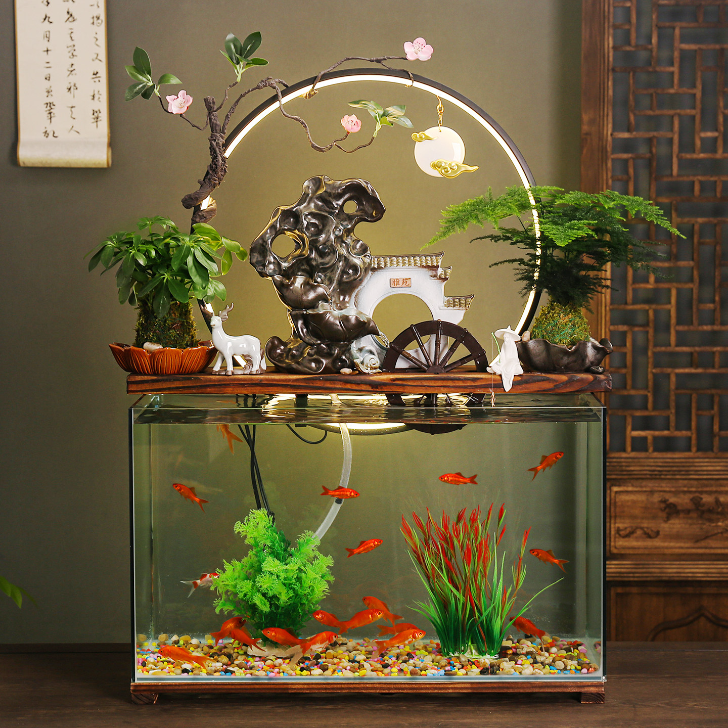 招财循环流水摆件玻璃鱼缸家居客厅电视柜装饰风水轮乔迁新居礼品,家居饰品,流水摆件,淘宝优惠券,粉丝福利购,淘宝优惠卷