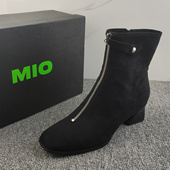 38米奥正品 靴 方头中跟时装 撤柜断码 女靴简约风前拉链短靴女春秋季