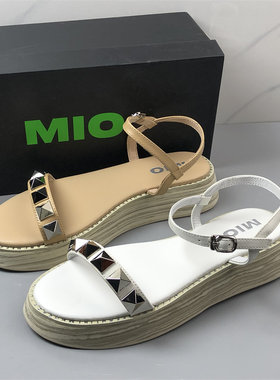 MIO米奥正品撤柜断码真皮女鞋休闲厚底凉鞋女夏季松糕鞋平底外穿