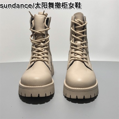 sundance/太阳舞撤柜女鞋英伦风厚底马丁靴女短靴轻便舒适单靴女