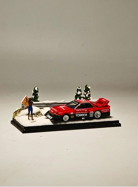1/64银装素裹雪松公路适配多美卡TLV/ Minigt 1:64 冬季车模摆件