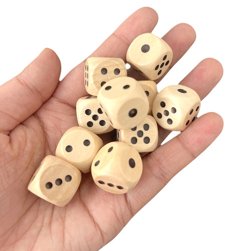 16mm圆角木质骰子6面数字筛子教具喝酒大话筛游戏道具摇骰盅色子