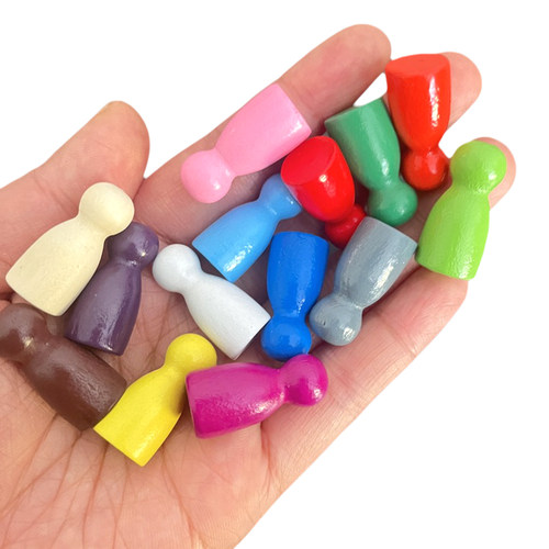 儿童彩色游戏木棋子步步为营跳棋木质人形棋子桌游配件