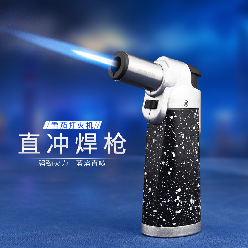 JOBON中邦新款喷枪直冲打火机小型便携弯头蓝焰防风打火机透明