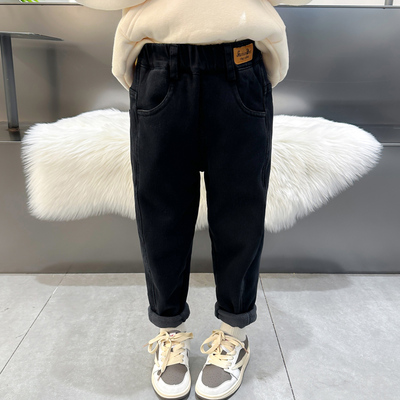 女童加绒加厚裤子一体绒牛仔裤