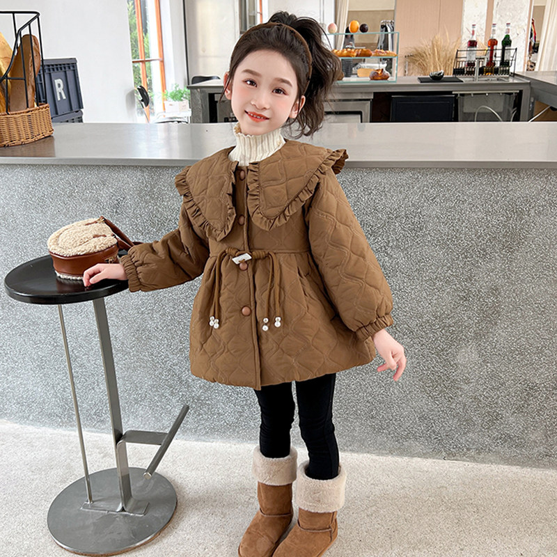 女童冬季盘扣航绣棉衣外套