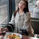 外套女 极简奢华仿貂皮立领龙猫皮草中长款 2025秋冬新款 大衣年轻款