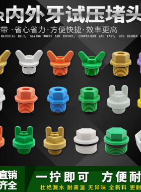 PPR4分6分1寸内丝堵头加厚带皮圈水管堵帽水管堵塞试压闷头管配件