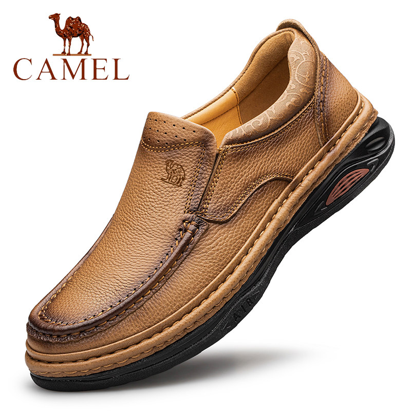 骆驼男鞋四季新款休闲皮鞋柔软舒适真皮防滑厚底中年爸爸皮鞋男