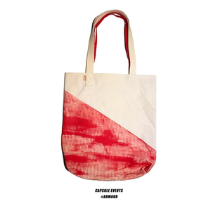 小众独立设计师红色帆布包 手工刷染布袋 CAPSULE EVENTS胶囊事件