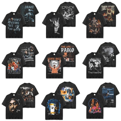 埃米纳姆侃爷美式复古水洗短袖潮