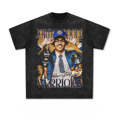 美式球星复古印花水洗宽松短袖潮