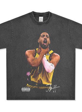 哈利伯顿Haliburton美式球星T恤街头潮牌复古水洗宽松印花短袖