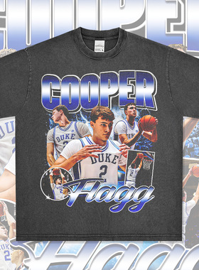 弗拉格美式球星T恤街头嘻哈潮牌复古印花做旧水洗重磅纯棉短袖