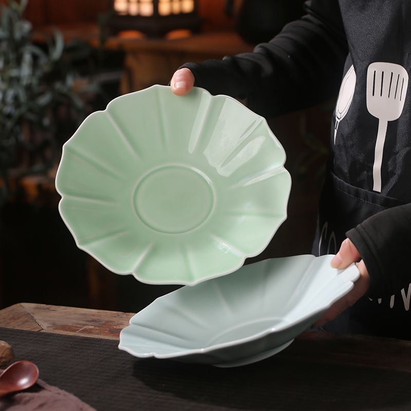 意境菜盘陶瓷酒店家用花边釉下彩